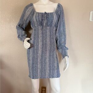 Guess Blue and White Striped Mini Dress Size M   NWT